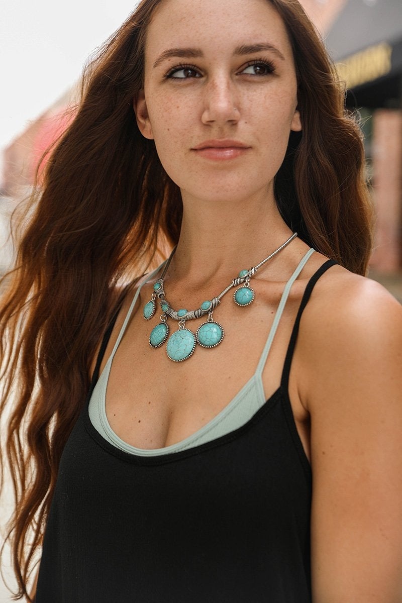 Turquoise Charm Link Necklace - Wear and Wander