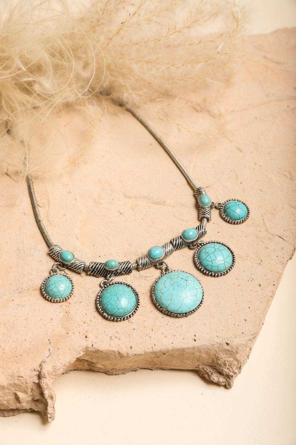 Turquoise Charm Link Necklace - Wear and Wander