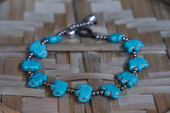 Turquoise Elephant Boho Silver Anklet - Wear and Wander