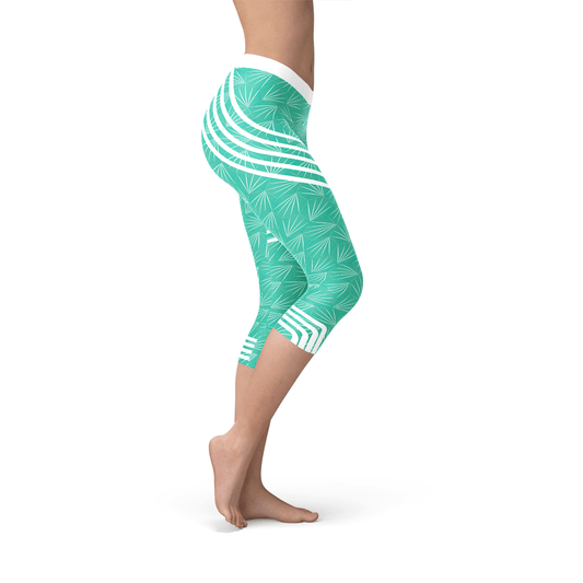 Turquoise Sports Capri Leggings - Wear and Wander