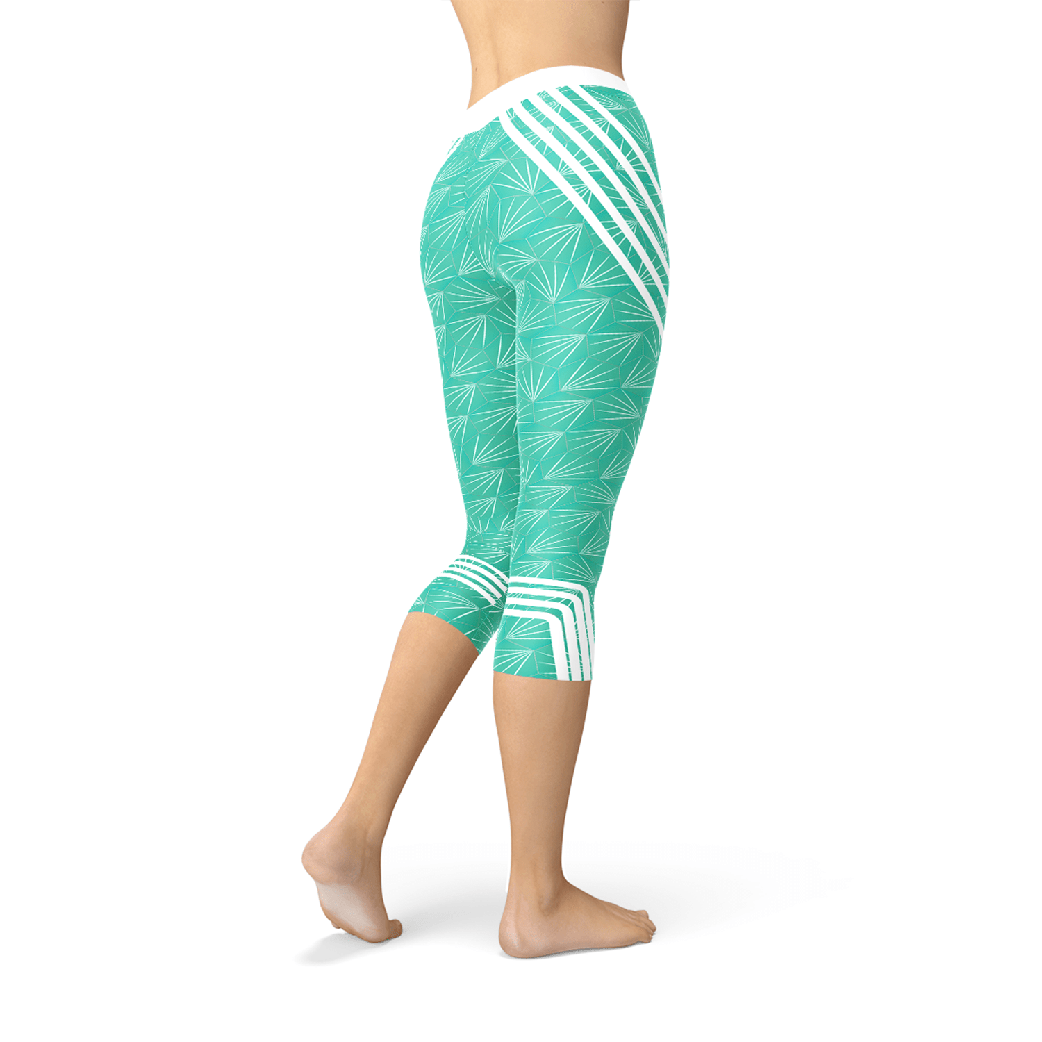Turquoise Sports Capri Leggings - Wear and Wander