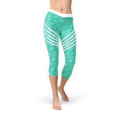 Turquoise Sports Capri Leggings - Wear and Wander