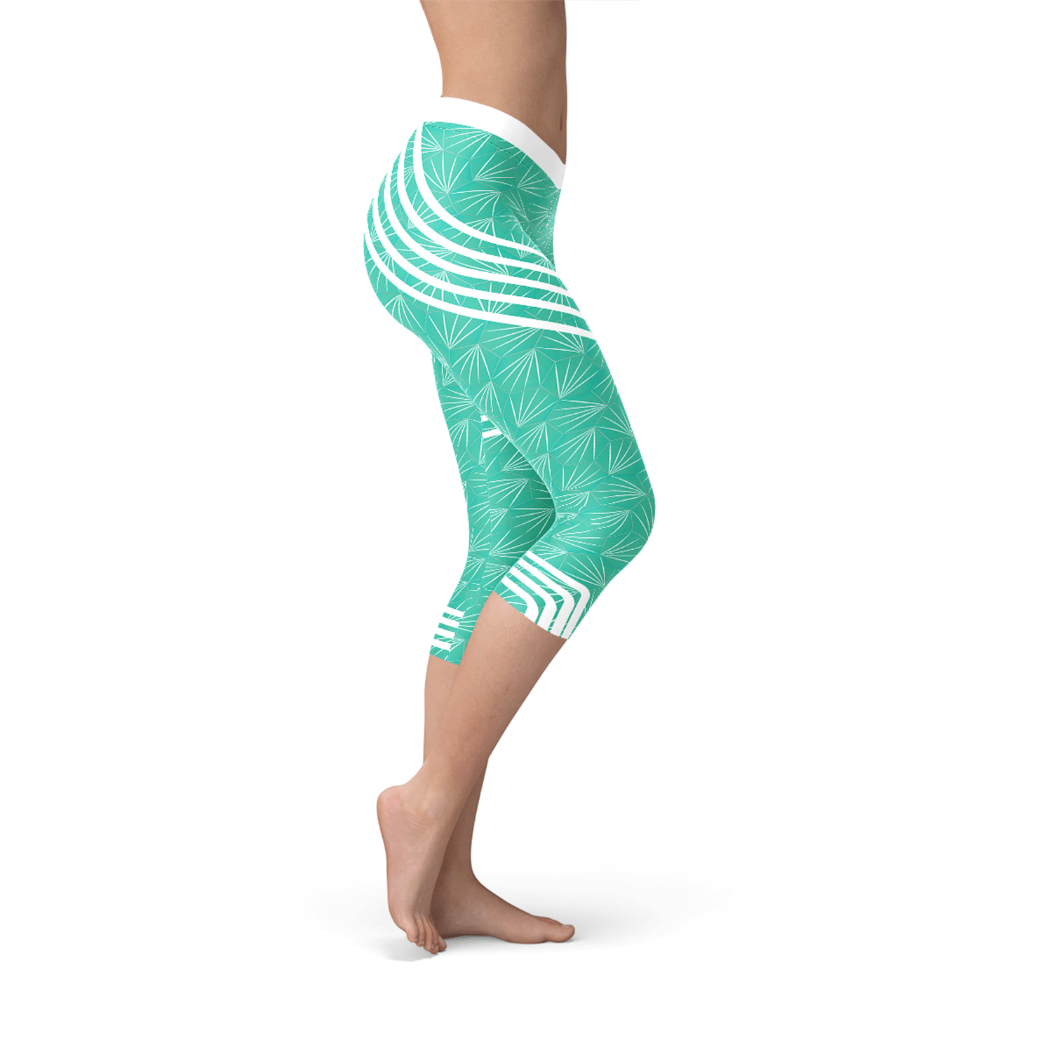 Turquoise Sports Capri Leggings - Wear and Wander