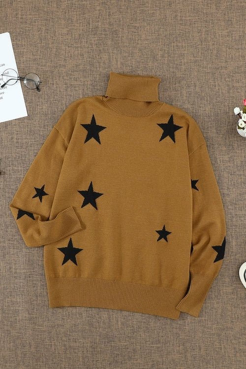 Turtleneck Star Print Sweater - Wear and Wander