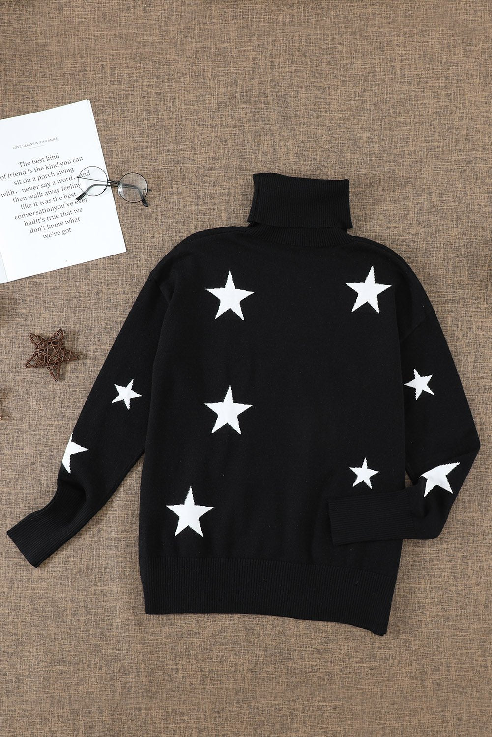 Turtleneck Star Print Sweater - Wear and Wander