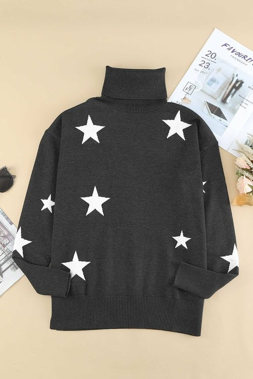 Turtleneck Star Print Sweater - Wear and Wander