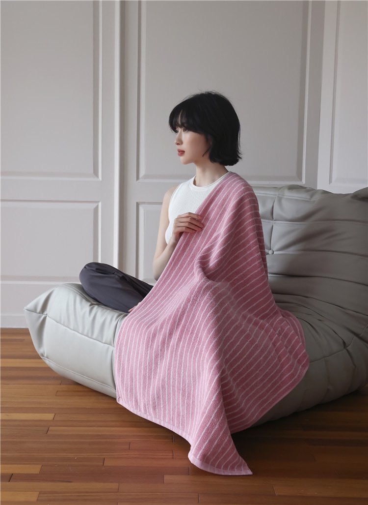 Ultra Soft Absorbent Retro Stripe Bath Towel - 100% Organic Cotton - Wear n Wander