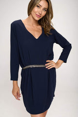 V - Neck Belted Dress – Effortless Elegance - Wear and Wander