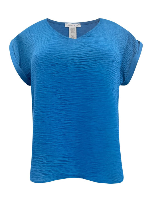 V - Neck Rolled Sleeve Relaxed Fit Top - Wear and Wander