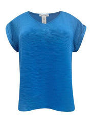 V - Neck Rolled Sleeve Relaxed Fit Top - Wear and Wander