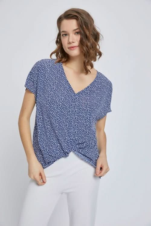V - Neck Short Sleeve Wrap Front Top for Women - Wear and Wander