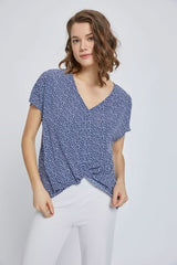 V - Neck Short Sleeve Wrap Front Top for Women - Wear and Wander