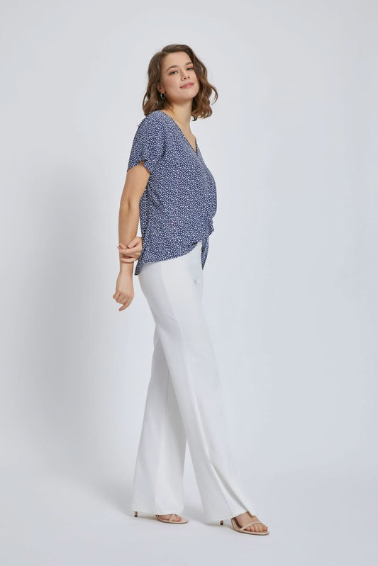 V - Neck Short Sleeve Wrap Front Top for Women - Wear and Wander