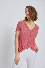 V - Neck Short Sleeve Wrap Front Top for Women - Wear and Wander