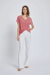 V - Neck Short Sleeve Wrap Front Top for Women - Wear and Wander