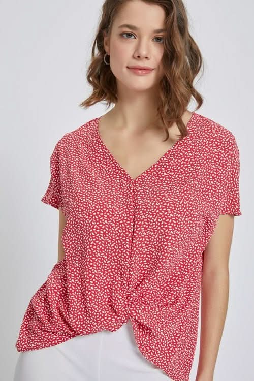 V - Neck Short Sleeve Wrap Front Top for Women - Wear and Wander