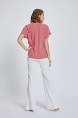 V - Neck Short Sleeve Wrap Front Top for Women - Wear and Wander