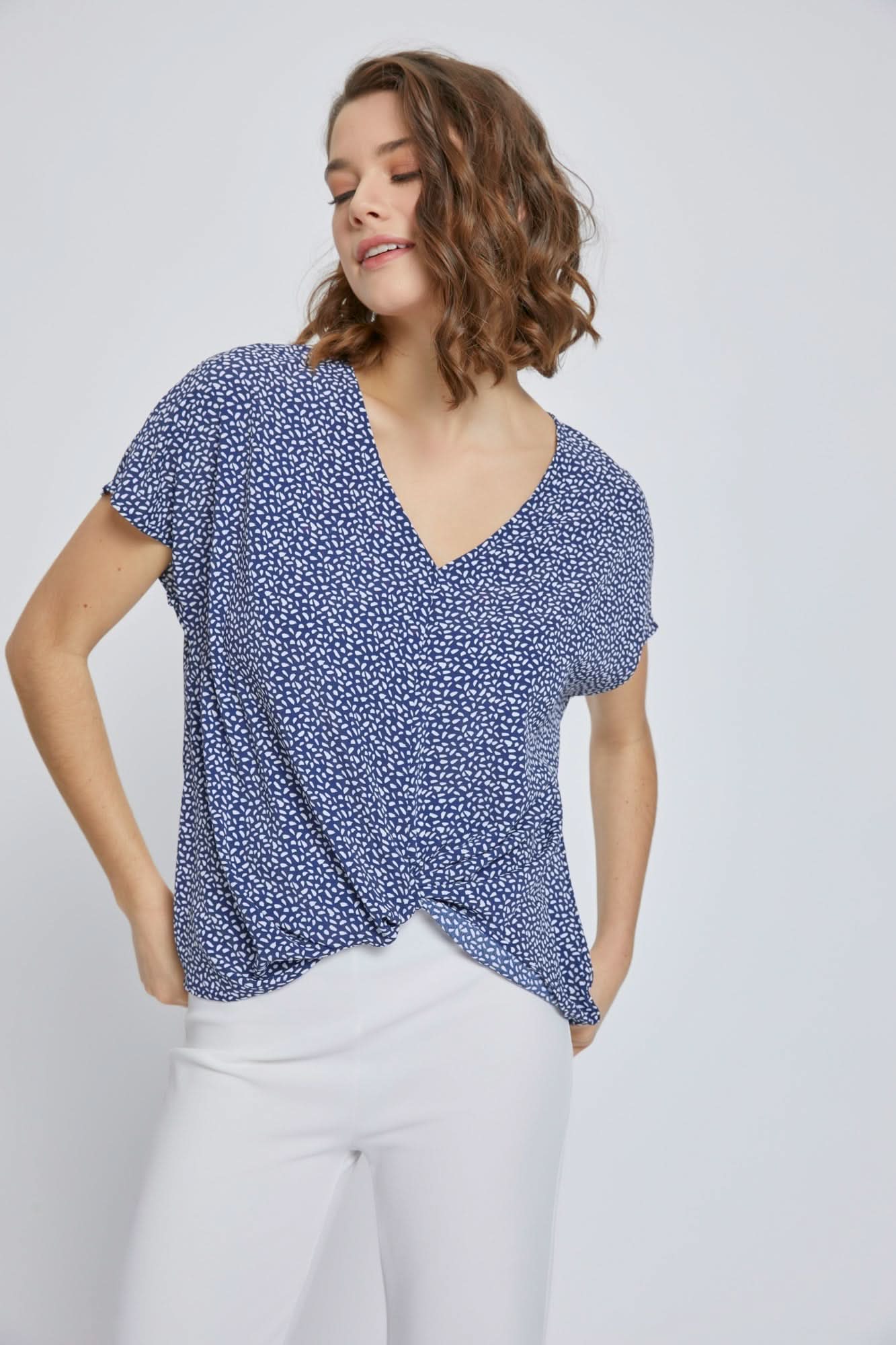 V - Neck Short Sleeve Wrap Front Top for Women - Wear and Wander