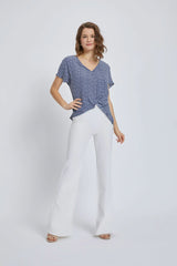 V - Neck Short Sleeve Wrap Front Top for Women - Wear and Wander