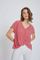 V - Neck Short Sleeve Wrap Front Top for Women - Wear and Wander