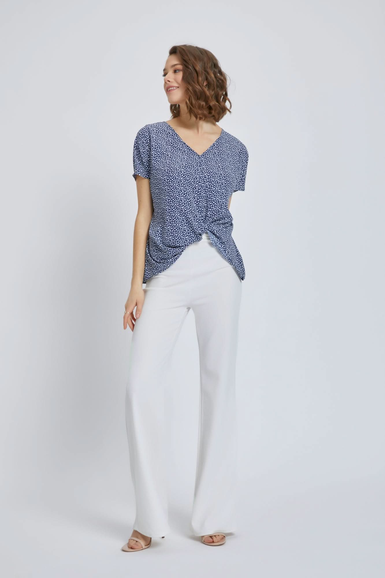 V - Neck Short Sleeve Wrap Front Top for Women - Wear and Wander
