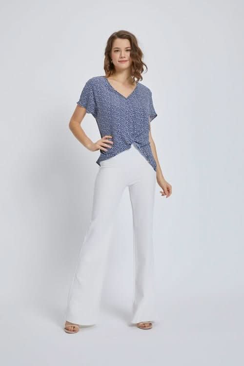 V - Neck Short Sleeve Wrap Front Top for Women - Wear and Wander