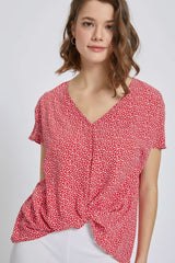 V - Neck Short Sleeve Wrap Front Top for Women - Wear and Wander