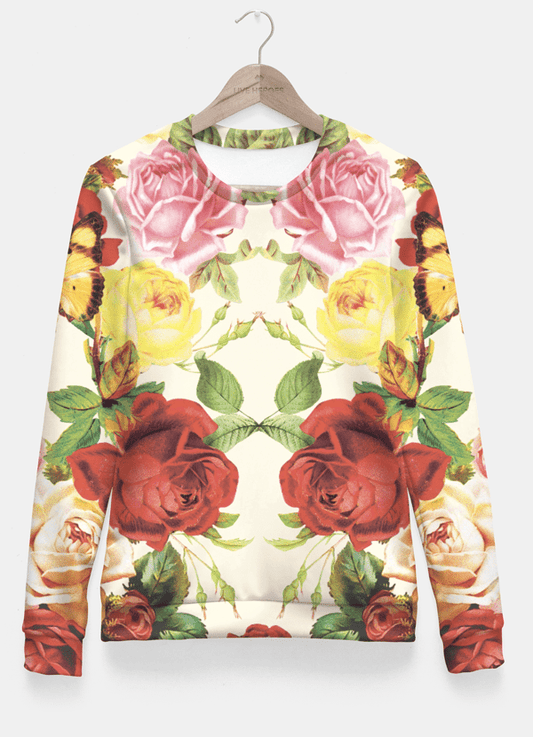 Vintage flowers illustration Fitted Waist Sweater - Wear and Wander