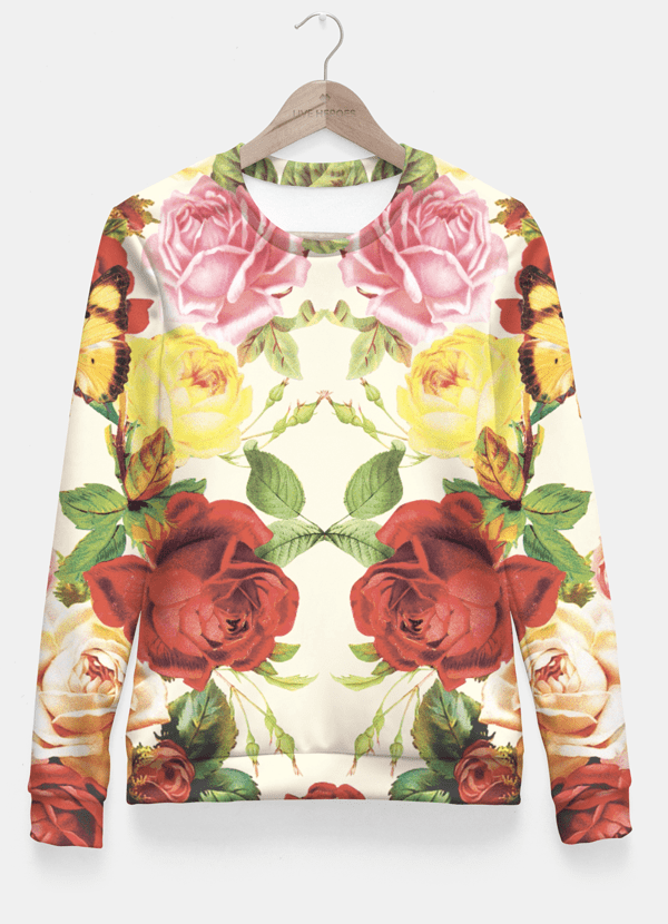 Vintage flowers illustration Fitted Waist Sweater - Wear and Wander