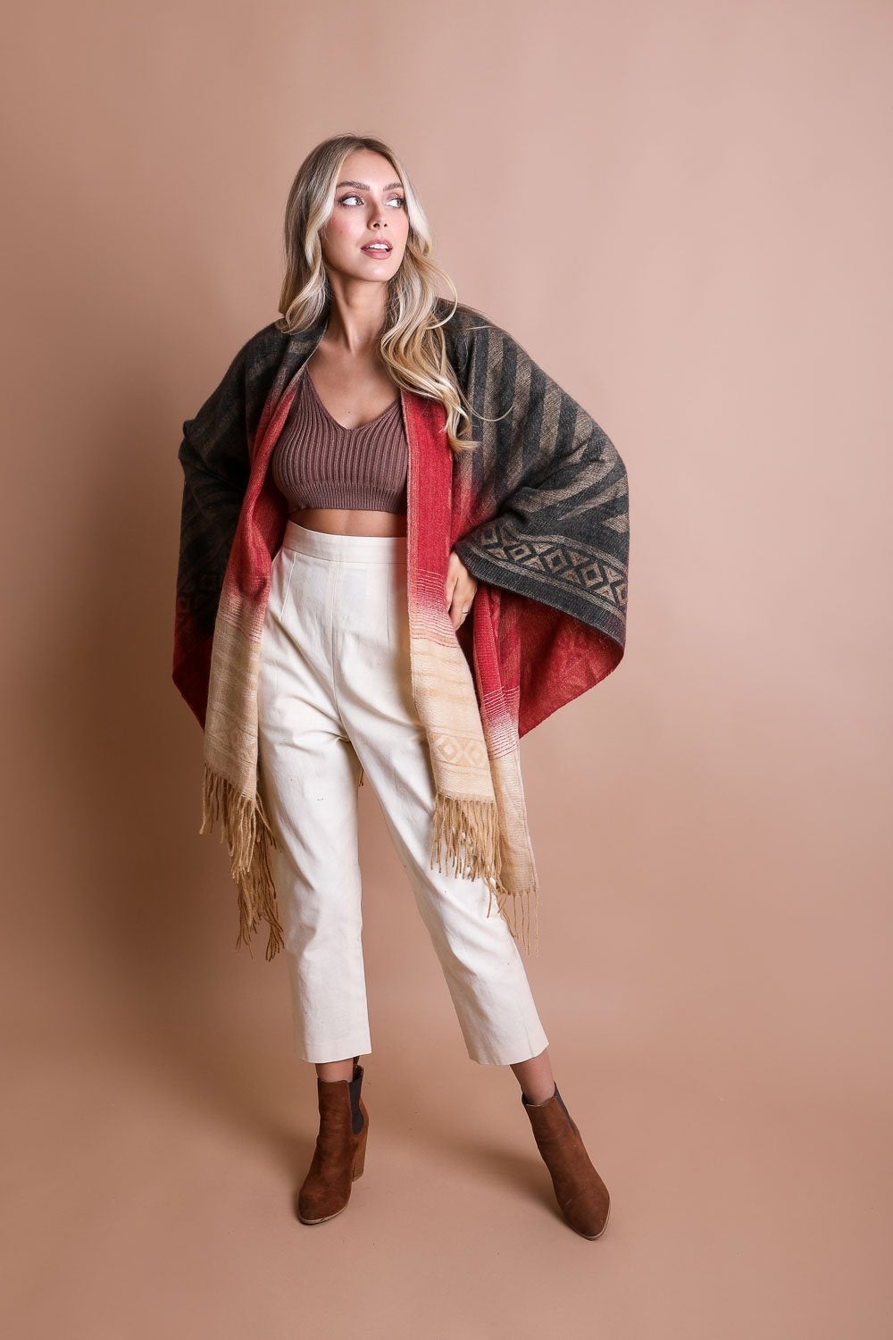 Western Style Colorblend Tassel Serape - Wear and Wander