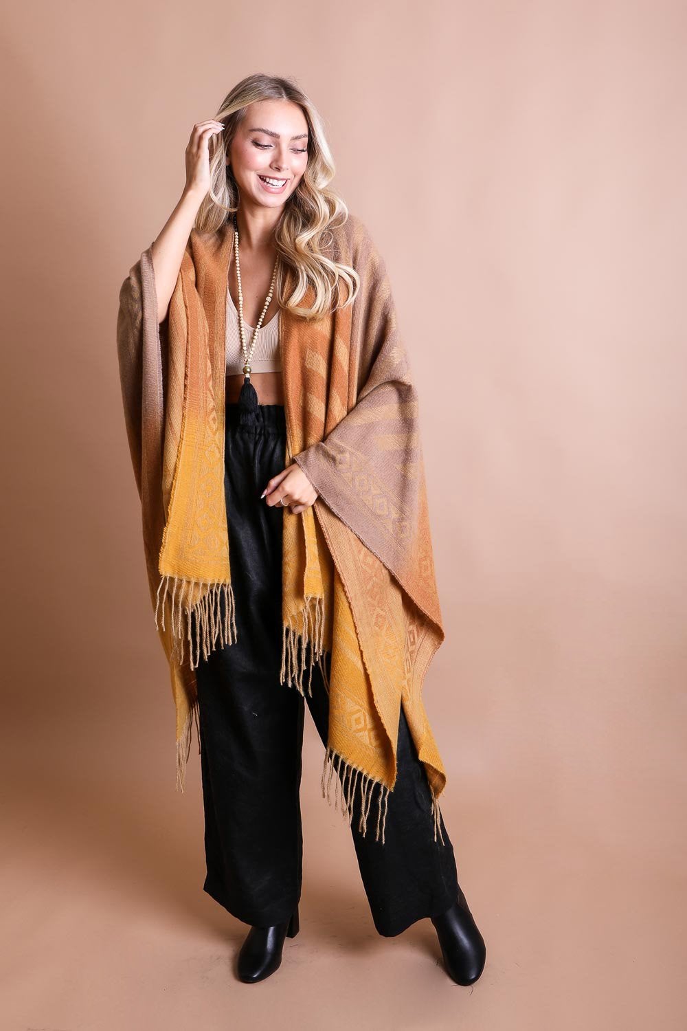 Western Style Colorblend Tassel Serape - Wear and Wander