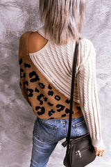 White Brown Asymmetrical Turtleneck Buckle Sweater - Wear and Wander