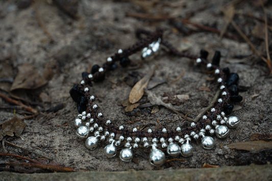 White Silver Bell Boho Anklet - Wear and Wander