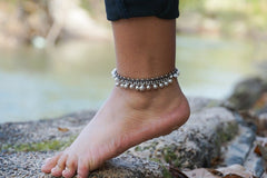 White Silver Bell Boho Anklet - Wear and Wander