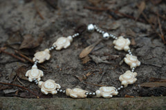 White Turtle Boho Silver Anklet - Wear and Wander