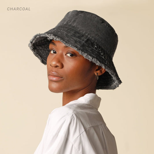 Wide Brim Frayed Bucket Hat - Wear n Wander