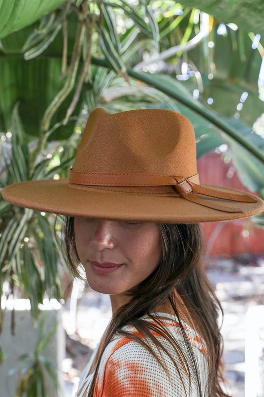 Wide Brim Leather Ribbon Bolero Hat - Wear and Wander