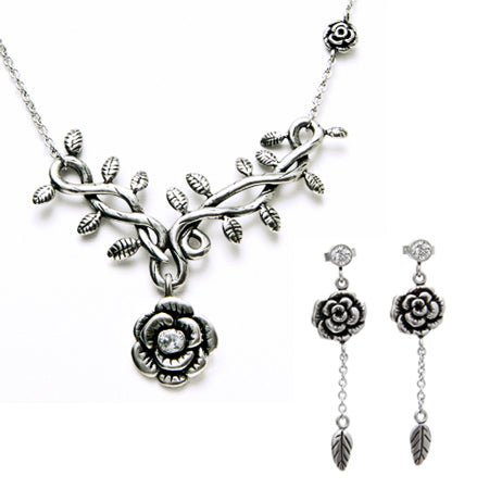 Wild Hibiscus Rose Necklace & Earrings Set - Wear and Wander