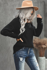 Winter Black Strapped Cut out Shoulder Turtleneck Sweater - Wear and Wander