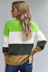 Winter Green Pullover Colorblock Sweater - Wear and Wander