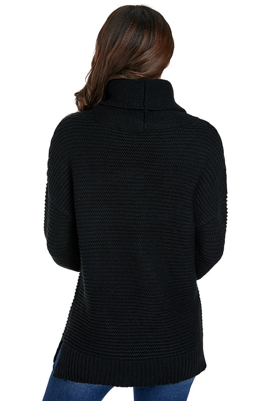 Women Black Cozy Long Sleeves Turtleneck Sweater - Wear and Wander