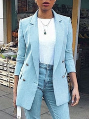 Women Fashion Solid Color Check Jackets Fall 2019 - Wear and Wander