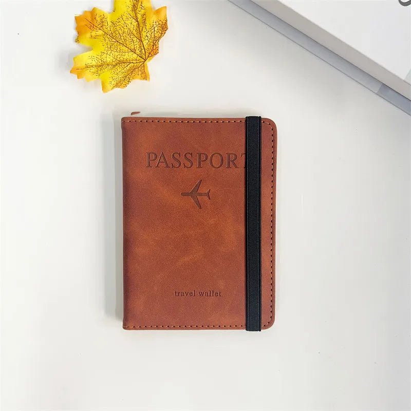 Women Men RFID Vintage Business Passport Covers Holder Multi - Function ID Bank Card PU Leather Wallet Case Travel Accessories - Wear and Wander