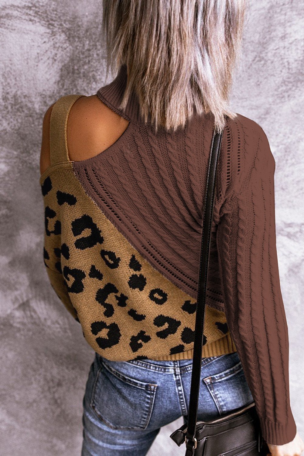 Women' s Fashion Brown Asymmetrical Buckle Sweater - Wear and Wander