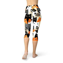 Womens All Over Print Cats Capri Leggings - Wear and Wander