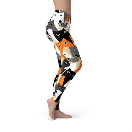 Womens All Over Print Cats Leggings - Wear and Wander