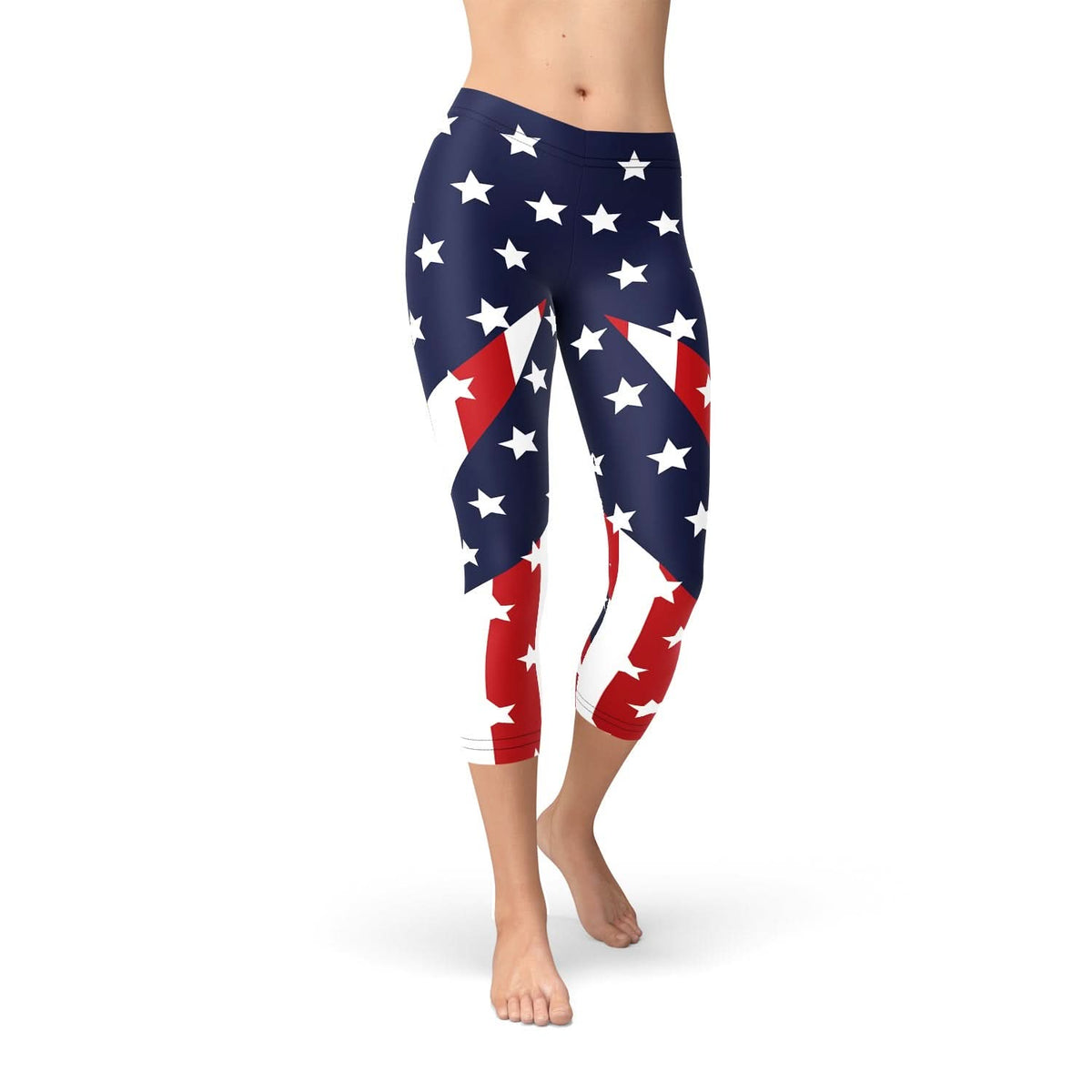 Womens American Flag Capri Leggings - Wear and Wander