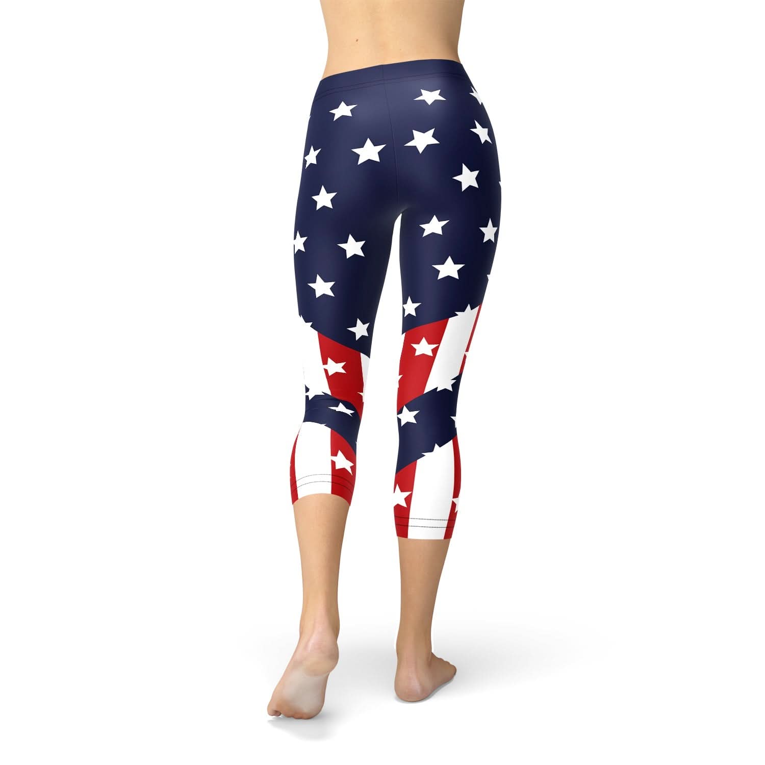 Womens American Flag Capri Leggings - Wear and Wander