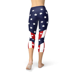 Womens American Flag Capri Leggings - Wear and Wander