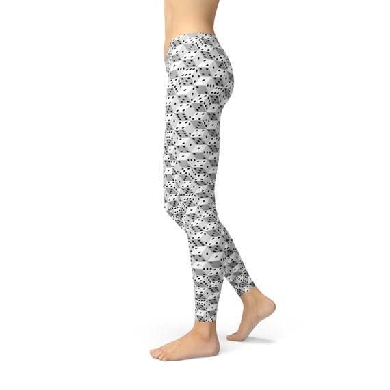 Womens Black and White Dice Leggings - Wear and Wander
